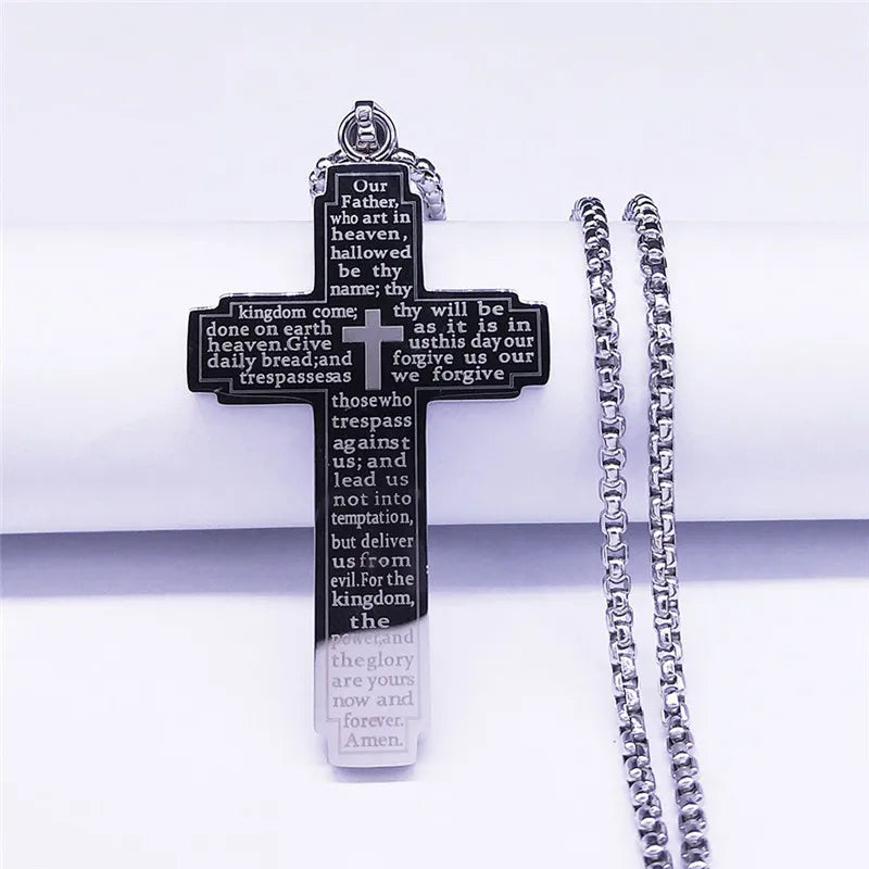 Scriptures Stainless Steel Cross