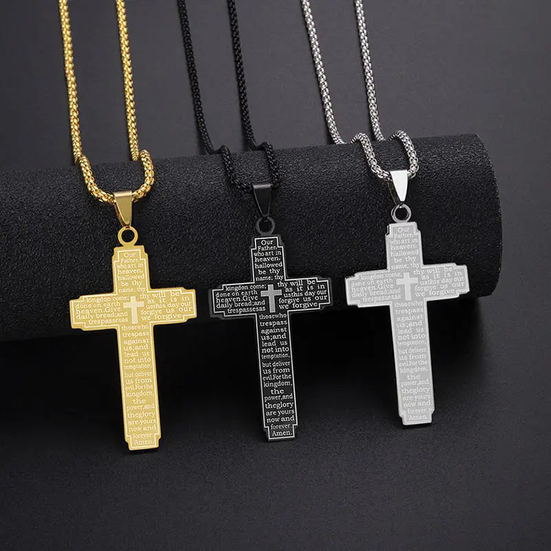 Scriptures Stainless Steel Cross