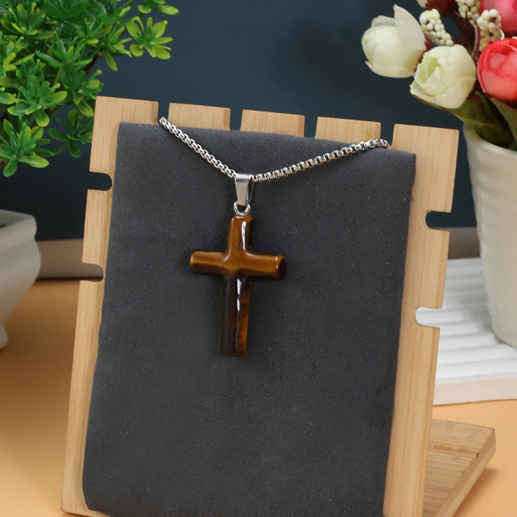 Tiger Eye and Rose Quartz Cross