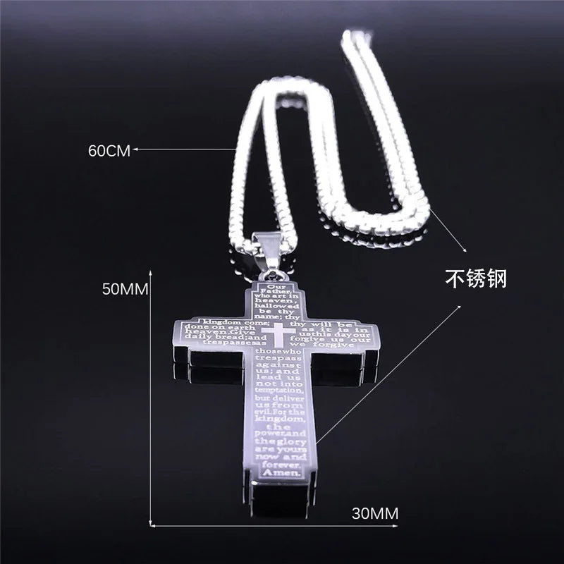 Scriptures Stainless Steel Cross