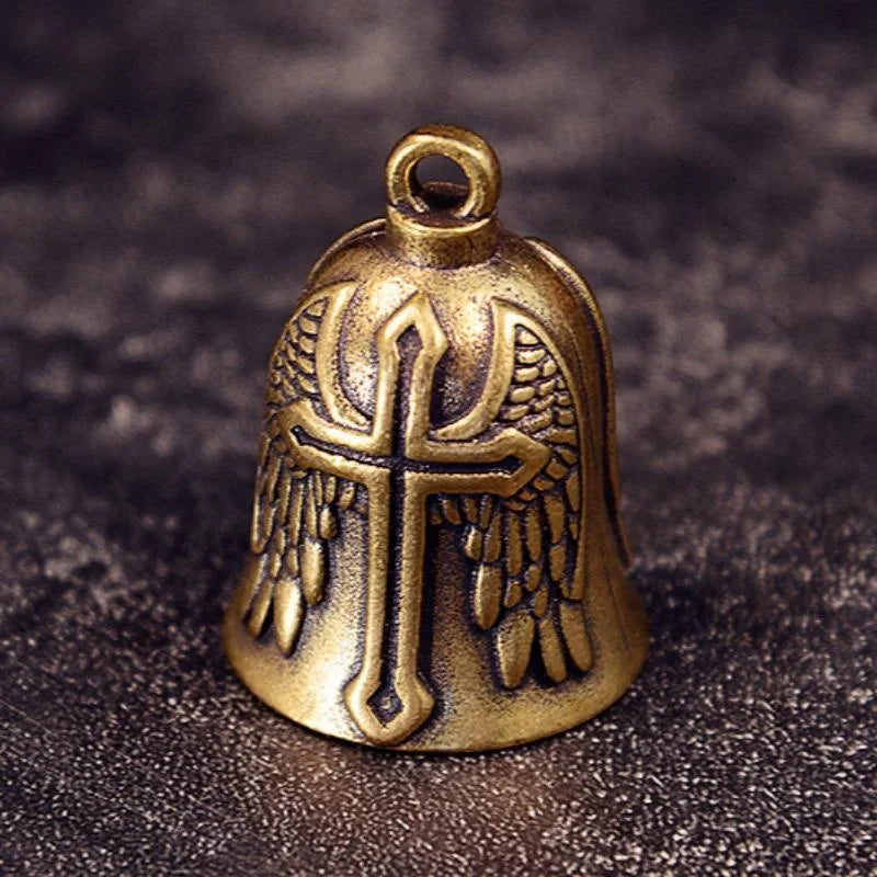 Vintage Cross Wings Bell Pendant