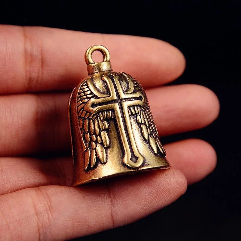 Vintage Cross Wings Bell Pendant