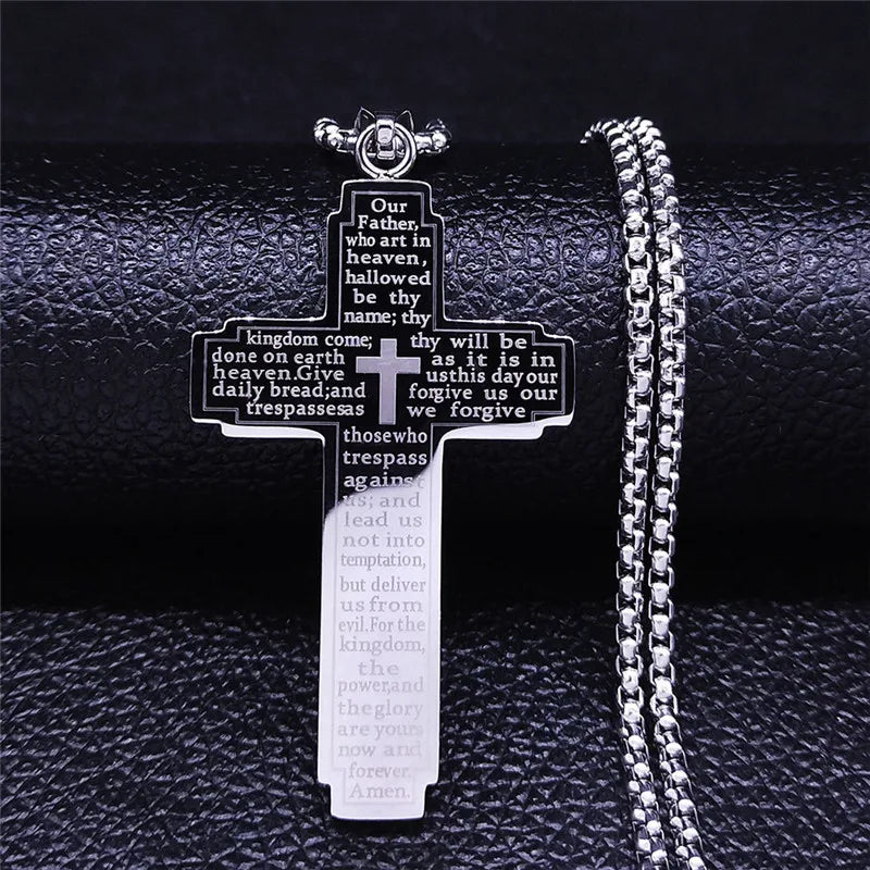 Scriptures Stainless Steel Cross