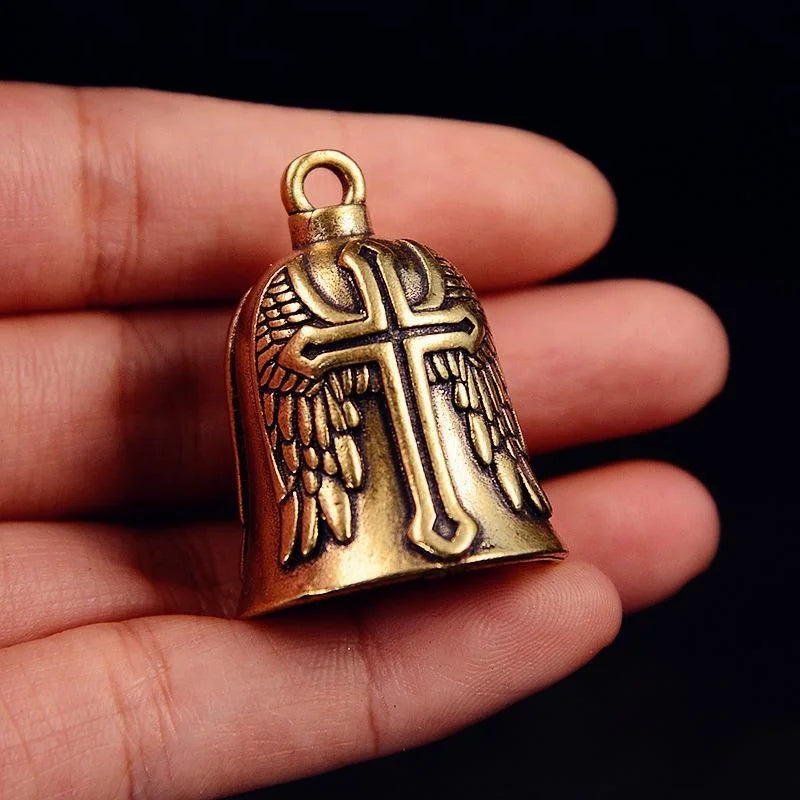 Vintage Cross Wings Bell Pendant