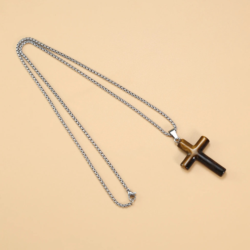 Tiger Eye and Rose Quartz Cross